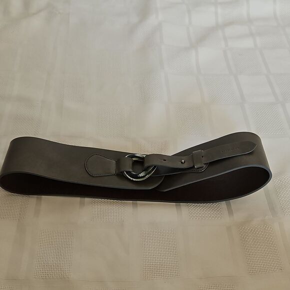 Olsen Europe Vintage Leather Buckle Belt 4 Army Green - Picture 1 of 16